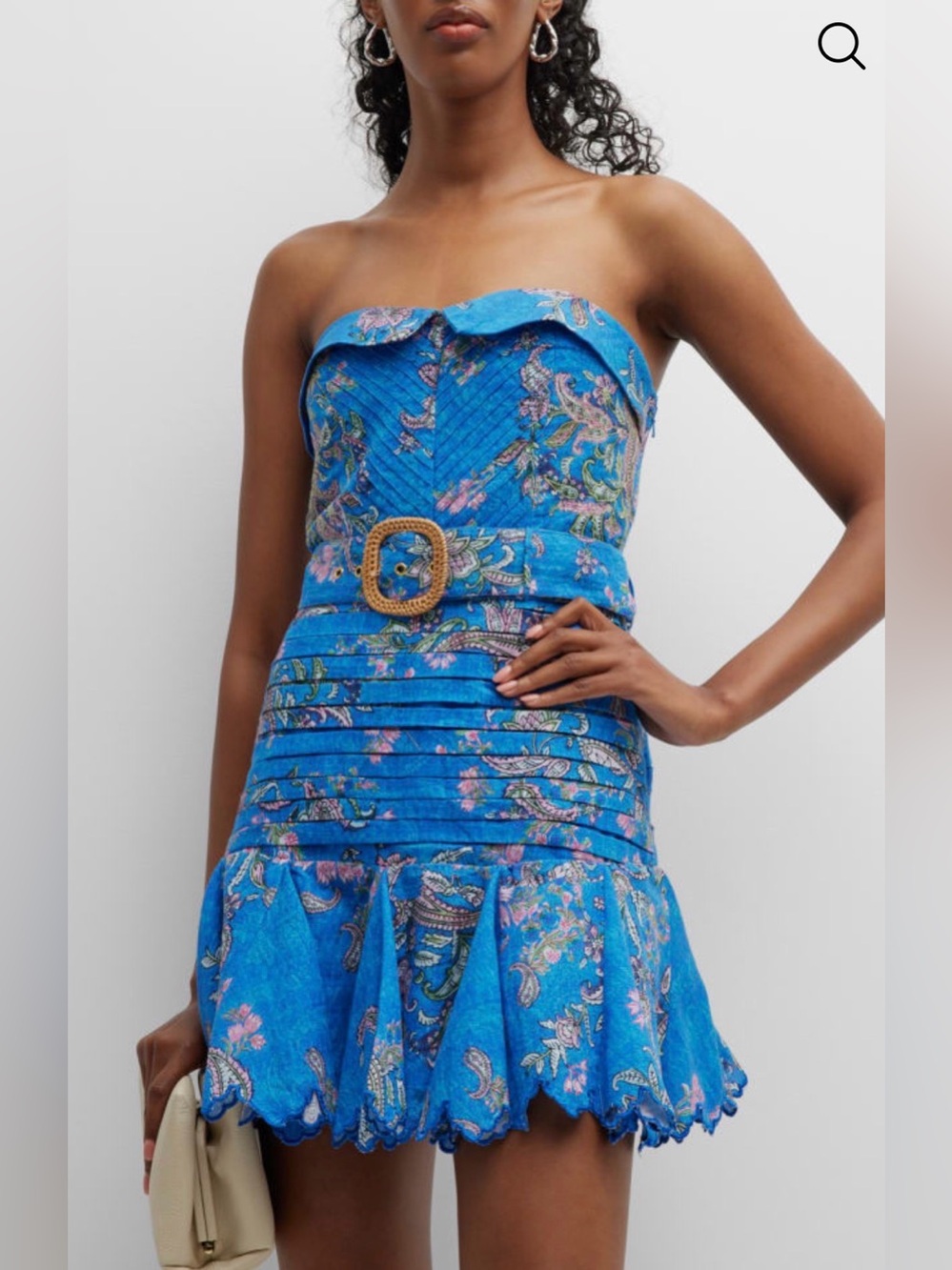 Hemant & Nandita
Tula Strapless Floral Cotton-Linen Belted Mini Dress